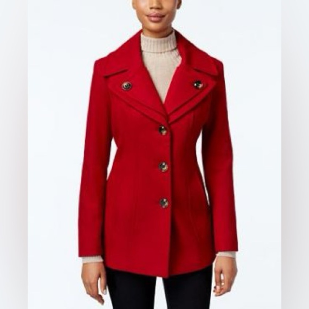 NEW! VINTAGE LONDON FOG Red Wool Peacoat Pea Coat Jacket | DEADSTOCK